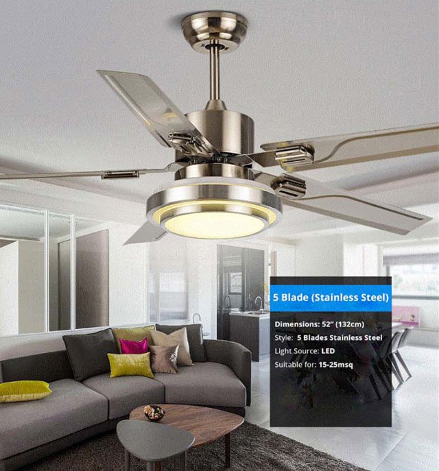 Fannc Ceiling Fan with Light – Stainless Steel Series
