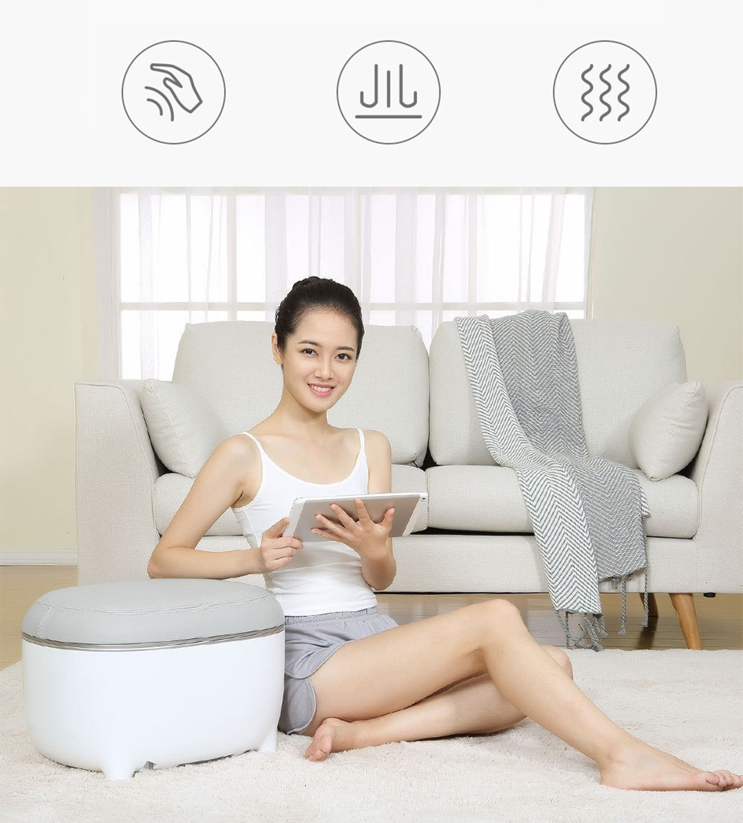 Xiaomi Momoda 3-In-1 Electric Foot Massager, Footstool, Heating Cushion