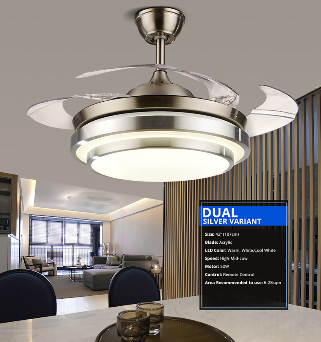 131 Support : Fannc Retractable Ceiling Fan with Light - Dual Series