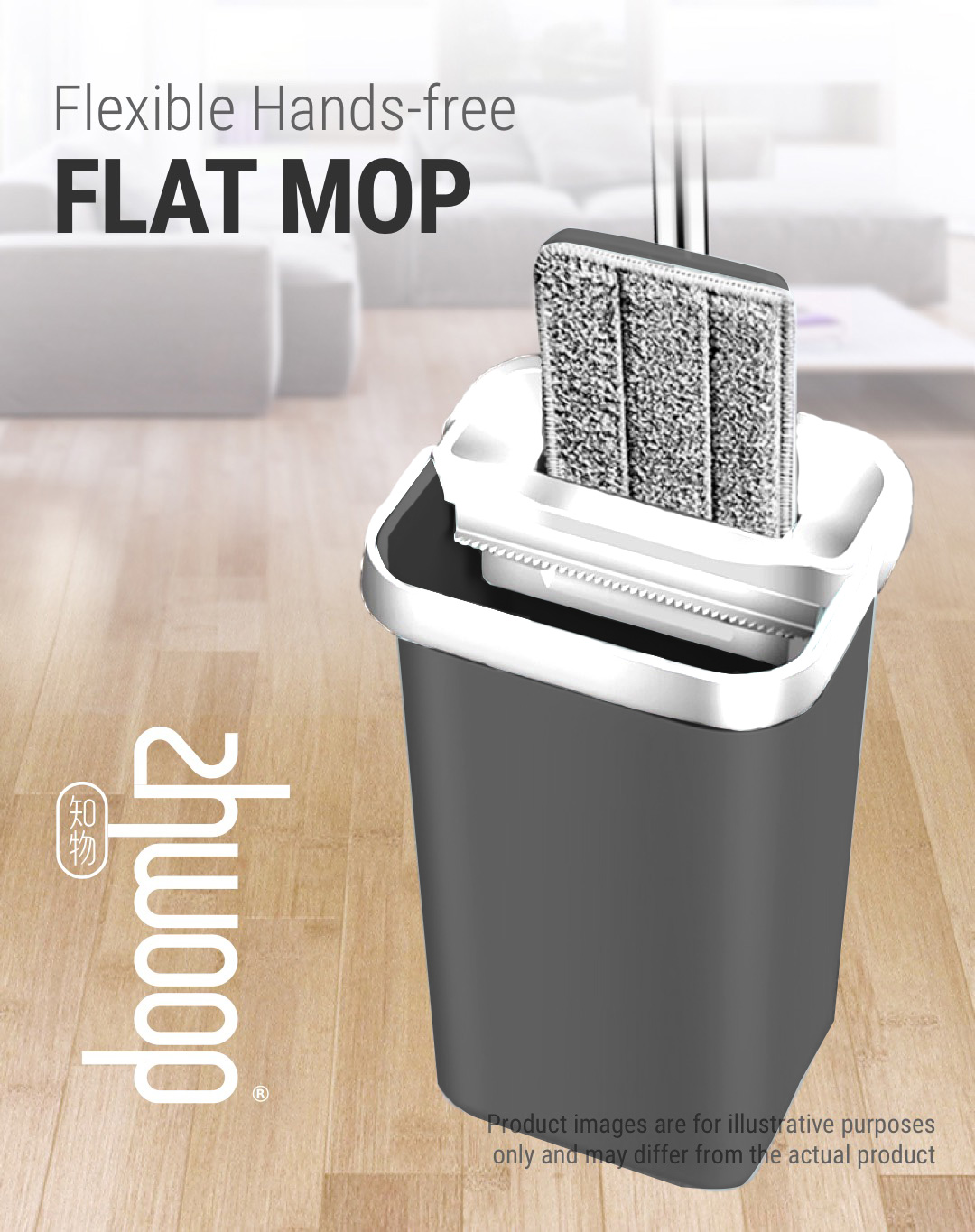 Zhwoop Flexible Hands-free Flat Mop