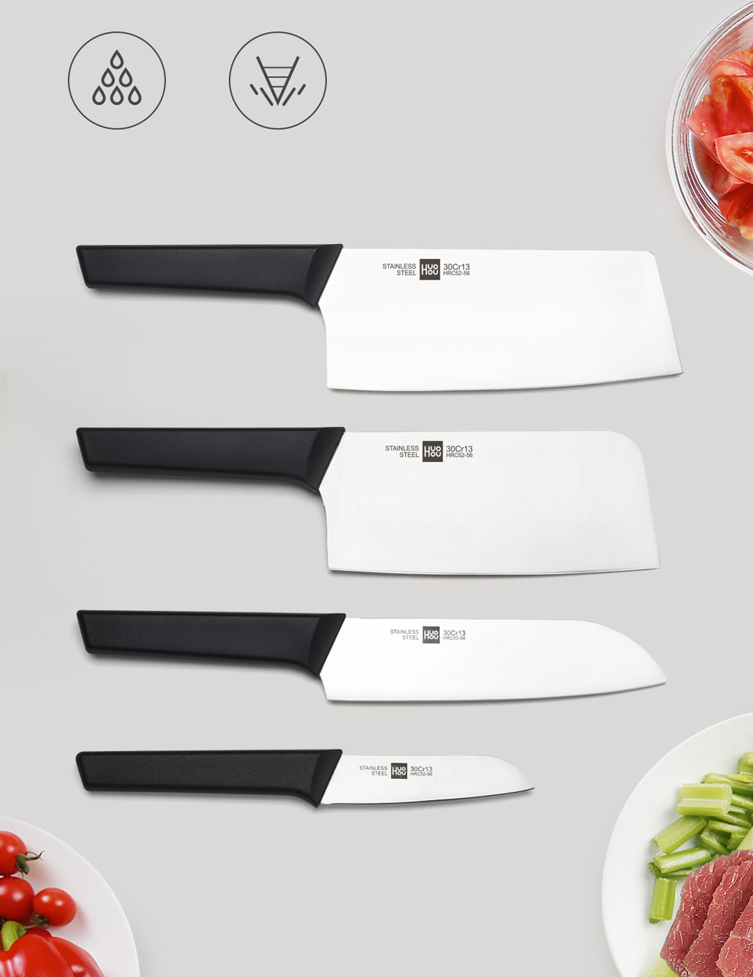 HuoHou Youth Edition 6-in-1 Stainless Steel Knife Set